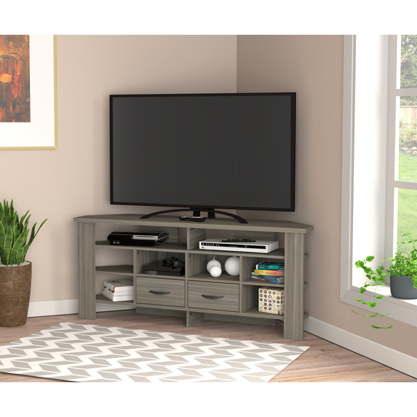 Inval Corner TV Stand 59.1 in. W Smoke Oak Fits TVs up to 60 in. MTV-21319
